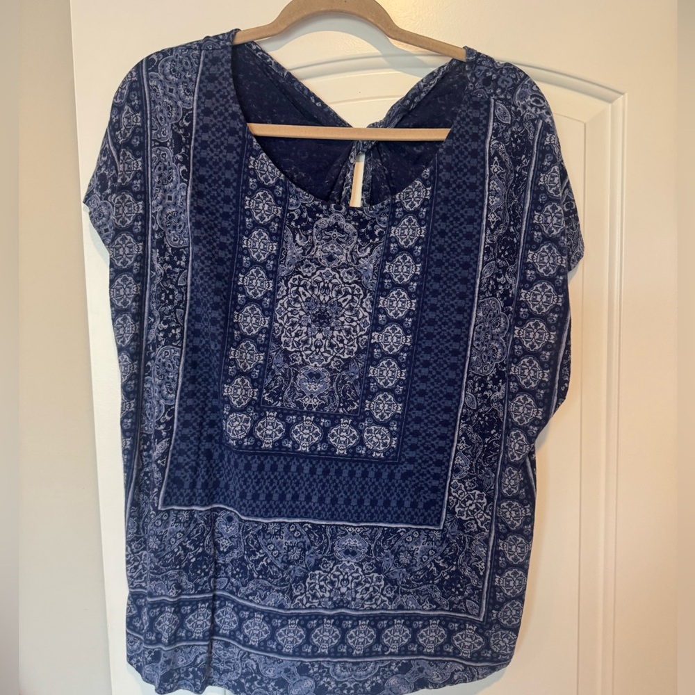 Navy Blue Patterned Women's Top